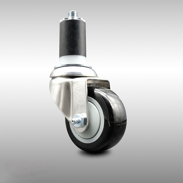 Service Caster 3 Inch 316SS Black Polyurethane Wheel Swivel 1-5/8 Inch Expanding Stem Caster SCC-SS316EX20S314-PPUB-BLK-158 - main